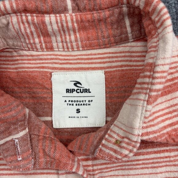Rip Curl Shirt Mens Small Red White Stripe Button Front Cotton Casual 01YWSH - Picture 2 of 7